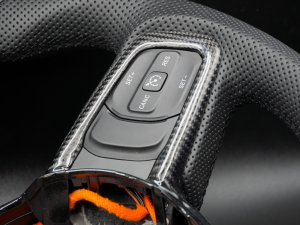 Jeep Gladiator Custom Steering Wheel - Carbon Fiber - Round Top/ Flat Bottom - Perf Leather/ Black Stitch